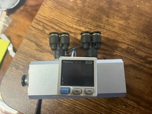 Panasonic DP-101 Dual Display Digital Pressure Sensor on aluminum manifold block - Picture 1 of 4