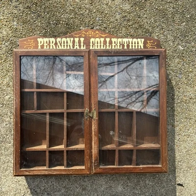 Vintage Personal Collection Curio Cabinet 25 Shelves 16.5x13.5 Inch Wood - Image 1 of 4
