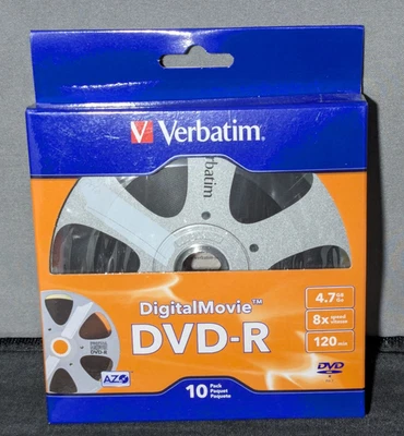 Verbatim DVD-R 4.7GB 8X DigitalMovie Surface Bulk Box 10 Pack #97946 New Sealed - Image 1 of 3