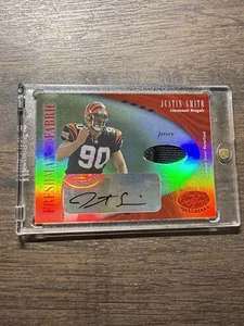 2001 Leaf Certified Materials Freshman Fabric Red Justin Smith Rookie Auto /150 - Bild 1 von 2