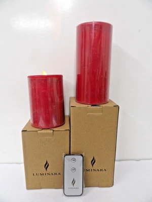 Velas de cera de pilar rojo Luminara y Martha Stewart de 6" y 4" con control remoto nuevas Foto 1 de 4