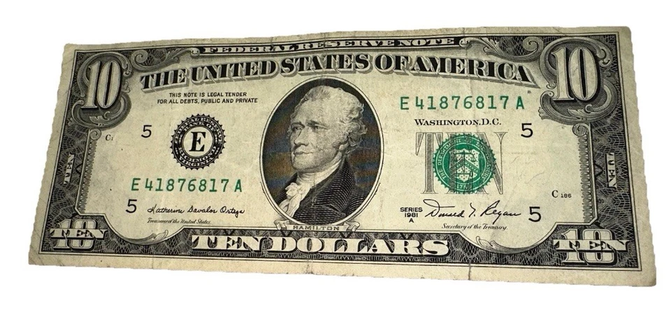 1981 A $10 Dollar Bill Federal Reserve E41876817A Circulated Richmond Virginia - Image 1 of 4