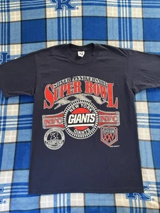 Maglietta Vintage 1990 NFL New York Giants Super Bowl XXV World Champs Large L - Foto 1 di 5