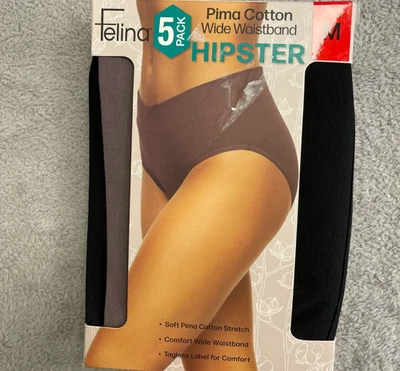 NEW Felina Women's M 5 Pack Pima Cotton Hipster Panties Multicolor - Image 1 of 4