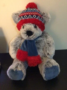 Gentle Treasures Plush Bear Stuffed Animal Gray Winter - Picture 1 of 3