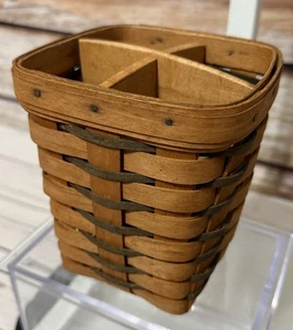 Longaberger 1992 Cestino porta utensili tessuto a mano con divisorio in legno - Foto 1 di 11