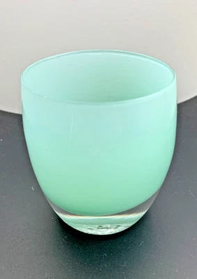 Glassybaby "Thank You" Candle Holder Seafoam Green w. sticker PERSONALIZED READ - Image 1 of 4