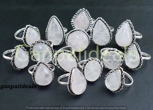 Rose Quartz Gemstone Ring Wholesale Lot 925 Sterling Silver Plated Rings Lot - Picture 1 of 6