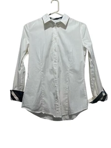 Camicia donna Burberry London manica lunga abbottonata taglia 4 small bianca classica - Foto 1 di 13