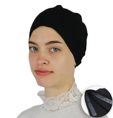 Boné muçulmano turco islâmico feminino Modefa antiderrapante algodão boné - Preto - Imagem 1 de 4