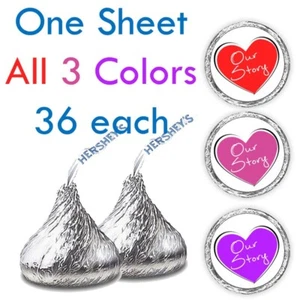 Wedding Our Story fits Hershey Kiss Labels Stickers All 3 Colors Included - Picture 1 of 1