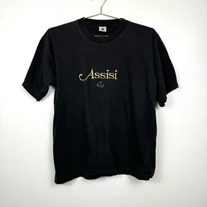 Assisi Peace embroidered Black Fade T Shirt Italy Dove Large L Roman Catholic - Picture 1 of 11