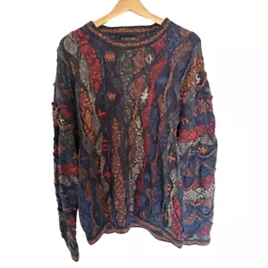 Vintage Coogi Australia Linen 90s Knit Sweater Unisex Bold Colourful Rare Jumper - Picture 1 of 6