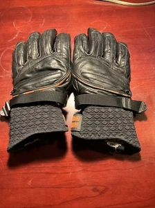 Mens Leather L Gore Tex HARLEY DAVIDSON Motorcycle Riding Biker Gloves Black - Picture 1 of 8
