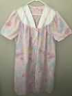 Vtg Feather Bed House Coat Dress Snap Front Robe Womens 1X Pockets Short Sleeve