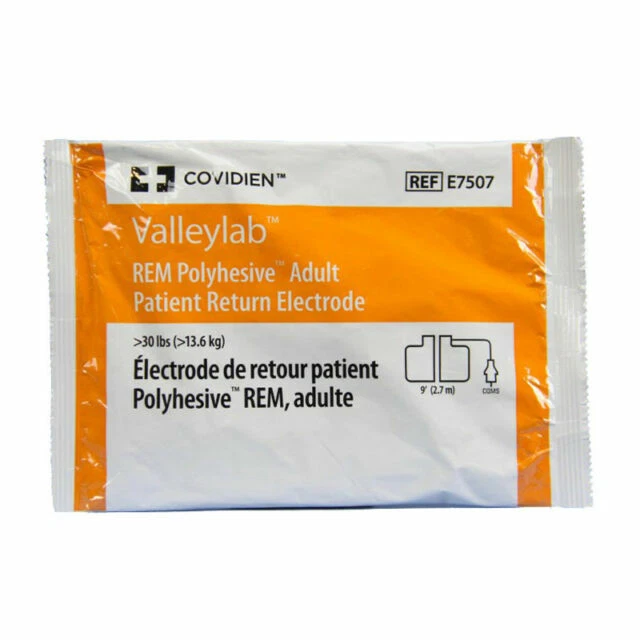 Covidien Valleylab E7507 REM Polyhesive Adult Patient Return Electrodes - 9Ft