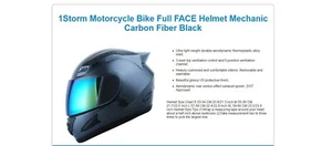 1STORM MOTORCYCLE BIKE FULL FACE HELMET DJ11CLS MECHANIC HJDJ11 Tinteed_Fiber-S - Picture 1 of 10