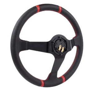34CM Car Racing Steering Wheel Deep Dished Aluminum PU Leather Horn Button UK - Picture 1 of 12
