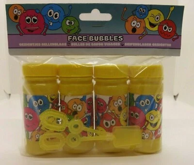 LG-IMPORTS 4 x Seifenblasen Bubbles mit Lachgesichte Mitgebsel Kindergeburtstag