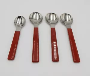 Cucharas redondas de mango rojo acrílico Japón conjunto de 4 cucharaditas cucharadita - Imagen 1 de 9