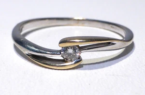 9ct Gold Diamond Ring UK Hallmark Size U Boxed Multi Tone Gold - Picture 1 of 21