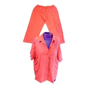 Notations Clothing Co. XL manga corta lino camisa y L capri pantalones conjunto a juego - Imagen 1 de 12