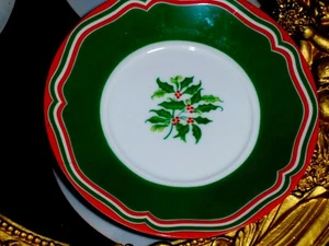 New Year Eave, NOEL, Sigma Taste Set 4 Green Red Porcelain Dinner Plates VT - Picture 1 of 10