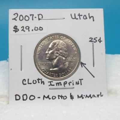 Double Die on Motto & M Mark Right Sides 2007-D UTAH QUARTER 25 Cent Coin - Image 1 of 4