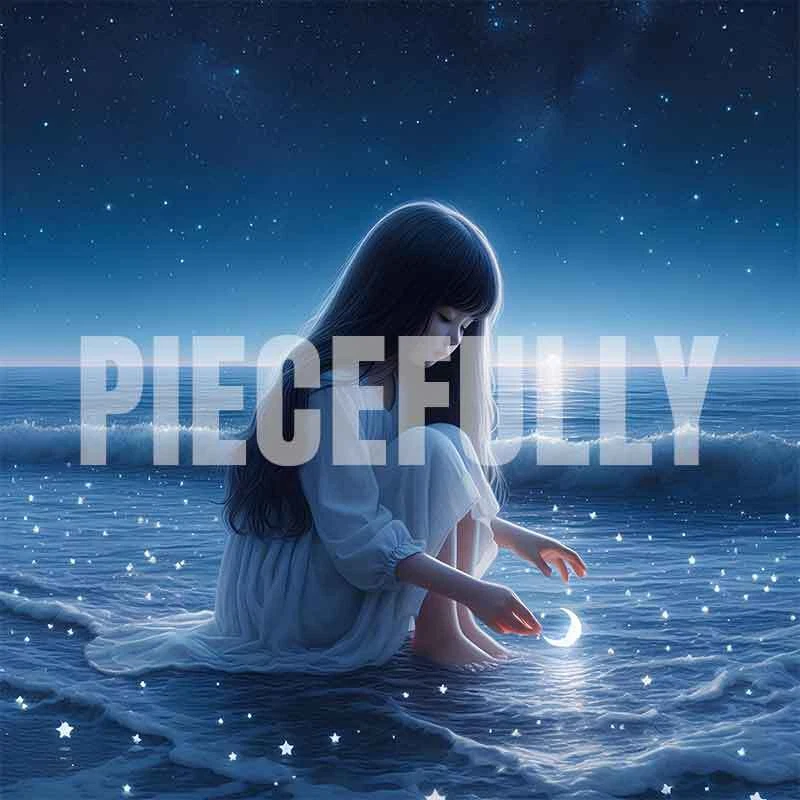 The Girl and Her Moon #041 AI Digital Art Image w/ Abstract Riddle Philosophy - Image 1 of 1