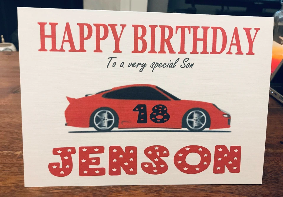 PERSONALISED Red Sports Car A5 Birthday Card (1st 2nd 3rd 4th 5th Boy Girl) - Image 1 of 1