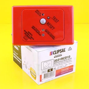 Clipsal 2031RCD10 RCD Protected Safety Switch 240Vac 20A 2P 10mA Horizontal RED - Picture 1 of 12