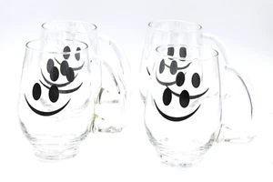 Vintage Glass Clear Mug Smiley Happy Face Unusual Handle Hot Toddy Beer Barware - Picture 1 of 2