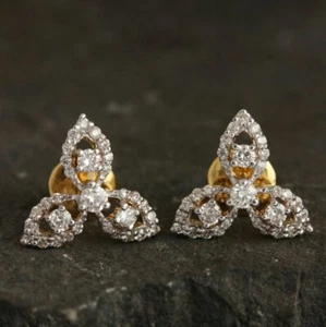 14K Yellow Gold Mom Anniversary Earring Gift Genuine Diamond gold earring gift - Picture 1 of 12