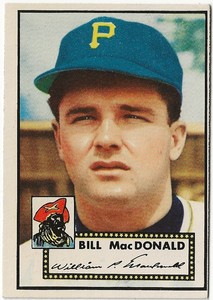1952 Topps #138 Bill MacDonald Pittsburgh Pirates VG