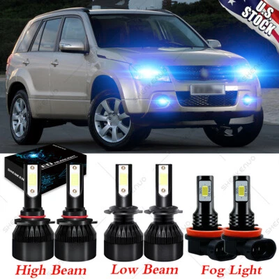 For Suzuki Grand Vitara 2006-2013 6X 8000K LED Headlight Hi/Lo + Fog Light Bulbs - Image 1 of 4
