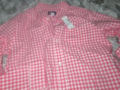 nwt PLace pink gingham long roll sleeve button shirt boys 14 free ship USA - Image 1 of 2