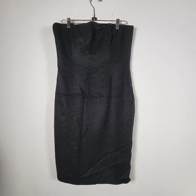 Vestido corto de fiesta Kors Michael Kors para mujer 12 negro sin tirantes metálico Foto 1 de 4