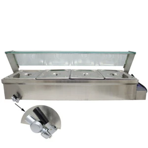 110V/60HZ 4*1/2pans Countertop Food Warmer 5.9in Deep 1.5KW Bain-Marie Buffet - Foto 1 di 24