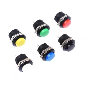 Momentary Push Button Switch 16mm SPST R13-507 Red Green Blue Black White Yellow - Picture 1 of 16