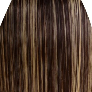 15" Clip in Hair Extensions STRAIGHT Dark Brown/Blonde Mix #4/613 FULL HEAD - Picture 1 of 3