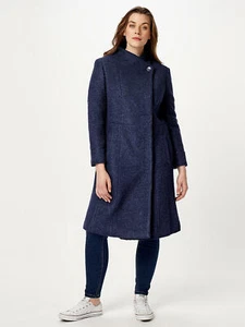 Phase Eight x Studio8 BNWT funnel neck boucle Verity coat Navy UK 22 RRP £185 - Picture 1 of 12