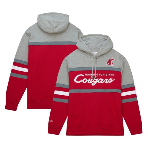 Felpa con cappuccio pullover uomo Mitchell & Ness rosso Washington State Cougars Head Coach