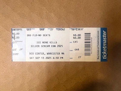 Ice Nine Kills HellOfASummerTour Silver Scream Con 4 2025 TICKET STUB Worcester Foto 1 de 2