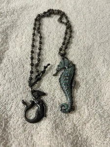 Mary Demarco Seahorse And Mermaid Rhinestone Enamel Necklace  - Picture 1 of 6