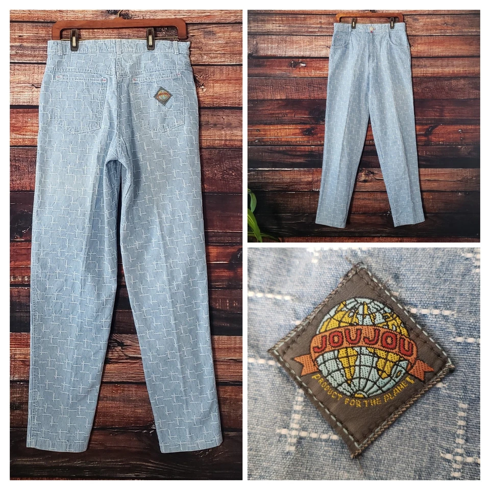 Jeans JouJou Vintage Años 80 Tiro Alto Cónico Mamá Bordado Denim Hecho en Estados Unidos Raro Foto 1 de 4