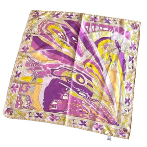 EMILIO PUCCI 100% Silk Scarf Purple Pink Yellow 57x56cm - Picture 1 of 7