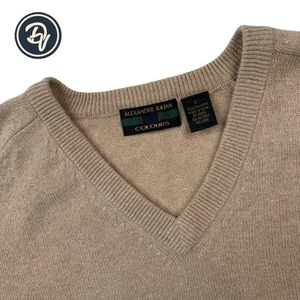 VTG 90's L Alexander Julian " Colours " Light Brown 100 % Cashmere V Neck - Picture 1 of 10