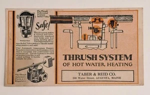 Vintage Blotter Hot Water Heating Thrush System Taber & Reid Co. Augusta Maine - Picture 1 of 2