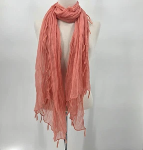 Gaze Schal Halstuch Überwurf Damen Koralle Boho Freizeit Leicht Fransen 74" - Bild 1 von 8