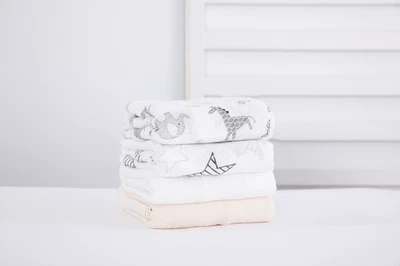 Manta de muselina para bebé 70 % bambú 30 % algodón 4 piezas, 47x47  Foto 1 de 4